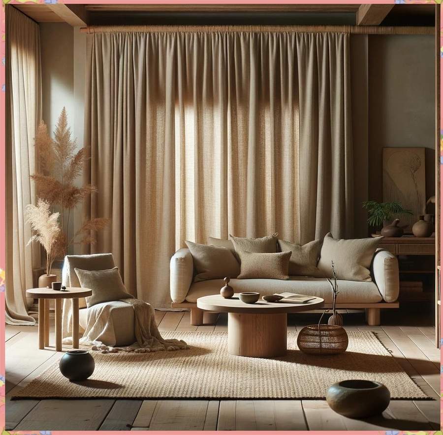 Textured neutral curtains